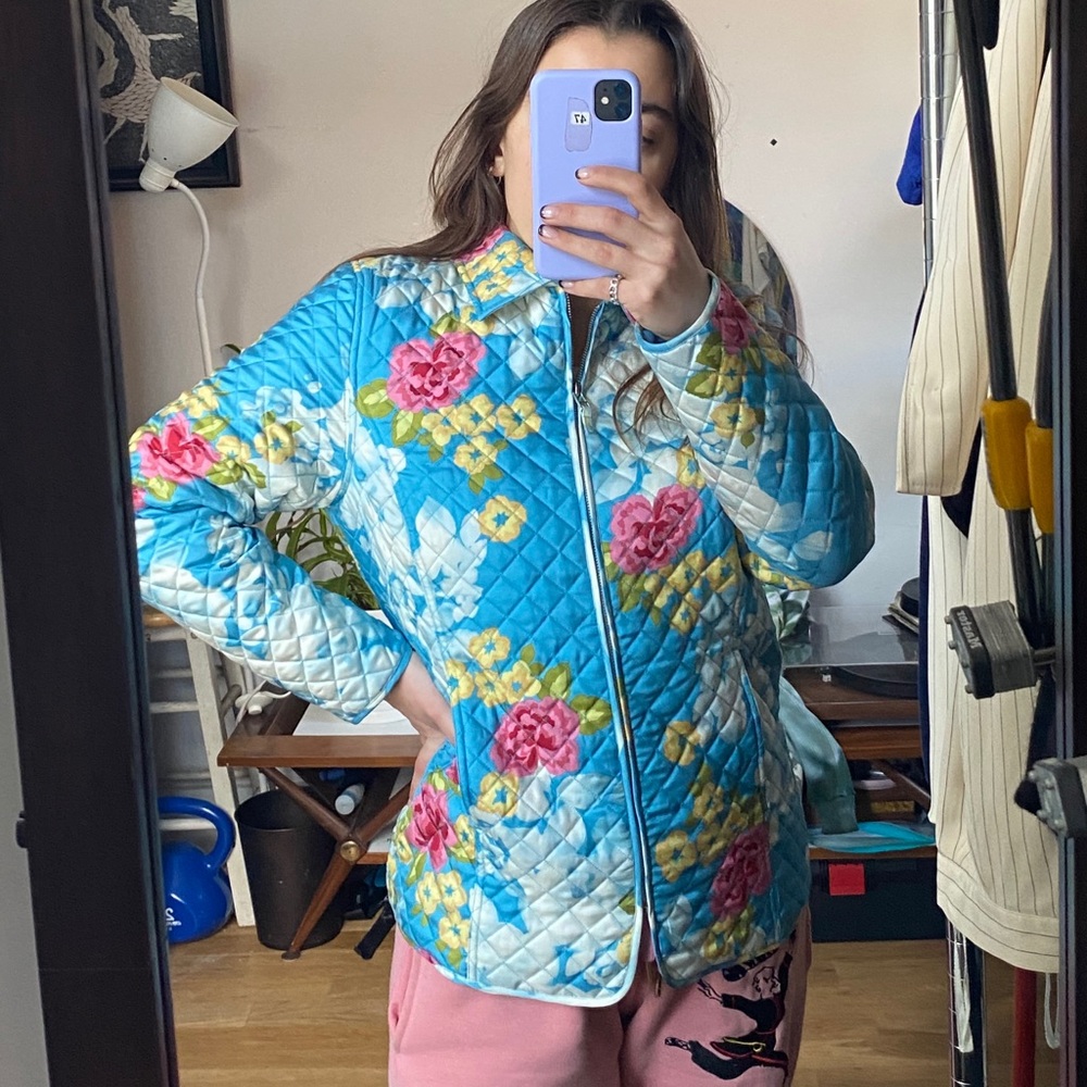 Vintage 100% silk kate hill quilted jacket s/m - Picture 3 of 4